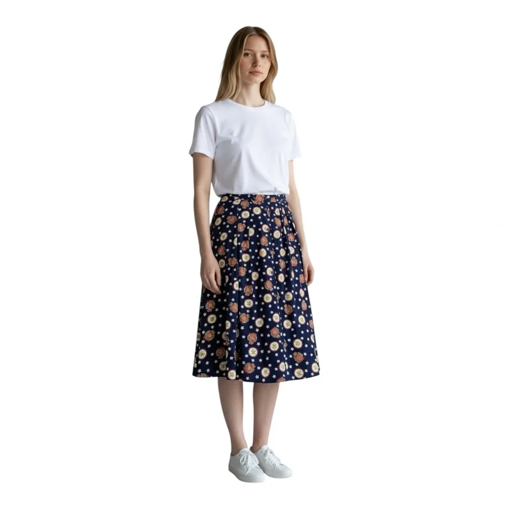 Vintage Pendleton Anchor Nautical Print Midi Skirt